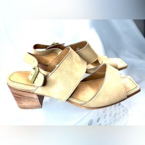 Adelante 10B Women's Square Toe Wide Strap Tan Leather Sandals